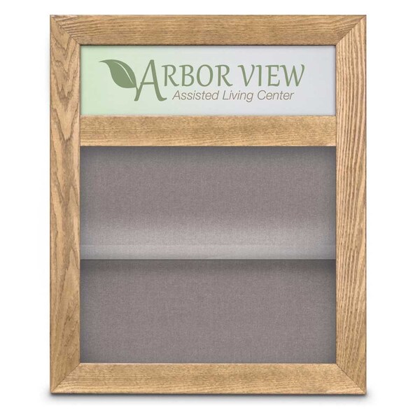 Outdoor Enclosed Combo Board, 42"x32", Bronze Frame/Blk Porc & Burgundy